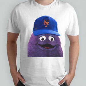 New York Mets Grimace Blue Hat T Shirt Baseball Team Graphic Funny Meme Tee 92
